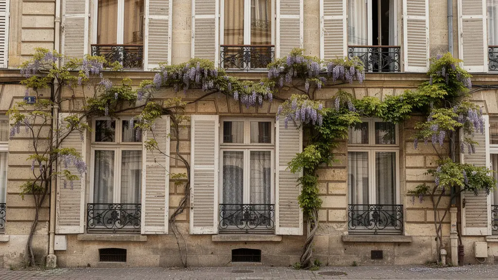 Façade d'immeuble bourgeois en pierre de Bourgogne avec balcons en fer forgé dans le centre de Dijon